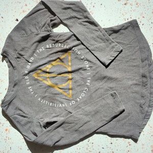 Harry Potter | Long Sleeve T-Shirt Sparkle Gold and White on Grey | M (7-8)